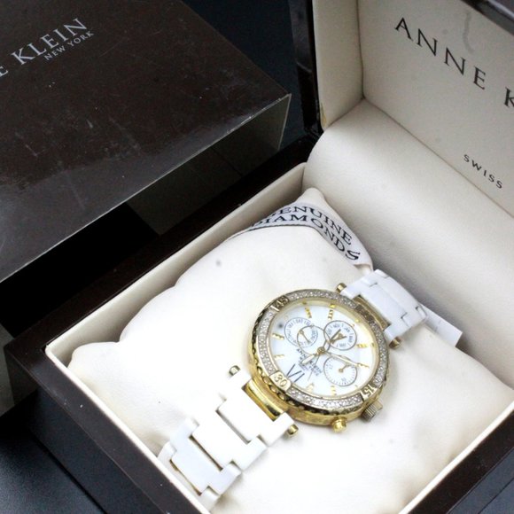 Limited Edition Anne Klein Swiss Genuine Diamond Mother of Pearl Women's Watch - Picture 5 of 7